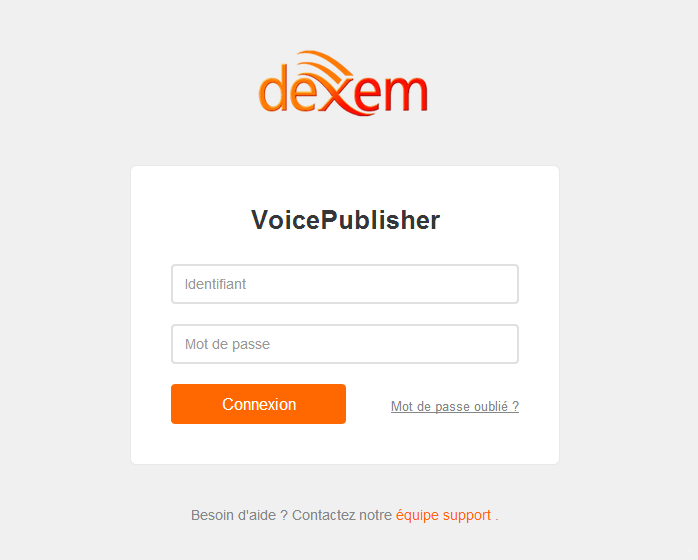 Dexem's VoicePublisher new login box